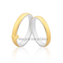 Aliança Em Prata Revestida Com Ouro - AG-001 - Alianças da Fabrica 