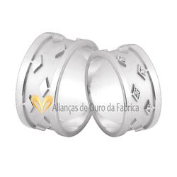 Alianças De Namoro Em Prata Com Pedras - AG-689 - Alianças da Fabrica 