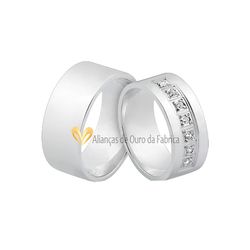 Alianças Para Namoro Em Prata Com Pedras - AG-5014 - Alianças da Fabrica 