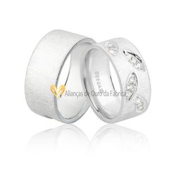 Alianças De Namoro Em Prata Com Pedras - AG-1040 - Alianças da Fabrica 