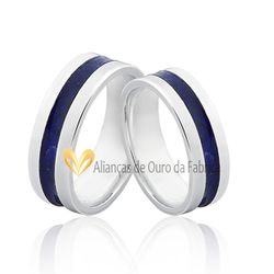 Alianças De Prata Personalizdas Esmaltadas Azul - AGE-04 - Alianças da Fabrica 