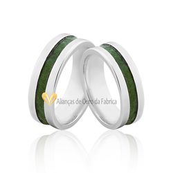 Alianças De Prata Personalizadas Esmaltadas Verde - AGE-03 - Alianças da Fabrica 