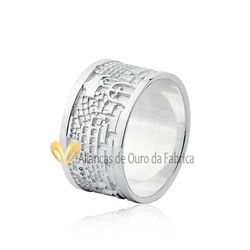 Aliança Em Prata Personalizadas Com Cidade De Jerusalém - AG-2000 - Alianças da Fabrica 