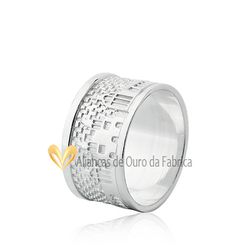 Aliança Em Prata Personalizadas Com Cidade De Aparecida Do Norte - AG-2004 - Alianças da Fabrica 