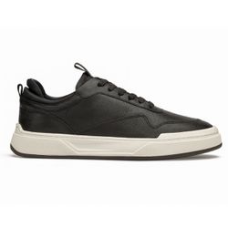 Tênis Casual Sneaker Masculino Couro Preto - Logaly 