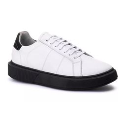 Tênis Casual Londres Branco Sola Preta - Logaly 
