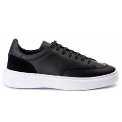 Tênis Masculino Couro Preto - Logaly 