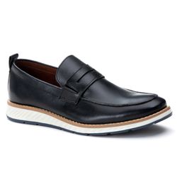 Sapato Loafer Elite em Couro Preto - Logaly 