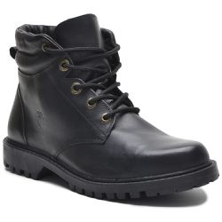 Bota Coturno Masculino Preto Couro - Logaly 
