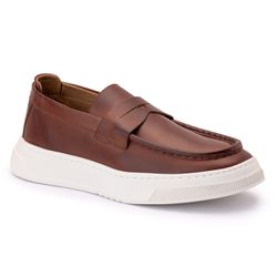 Loafer Moc Tue Couro Castor Rio - Logaly 