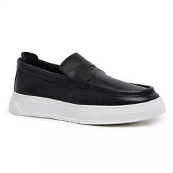 Loafer Moc Tue Couro Preto Rio - Logaly 