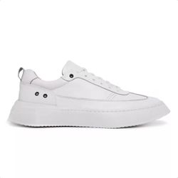Tênis Casual Masculino Fly Couro Branco - Logaly 