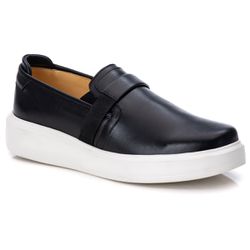 Slip On Milão Couro Preto - Logaly 