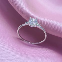Anel Solitario em Prata COM 2 PEDRAS DE ZIRCONIA P... - Almeida Prada