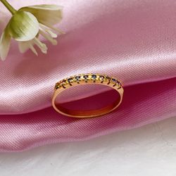 Aparador Banhado a Ouro Com Mini Zirconias Azul - ... - Almeida Prada