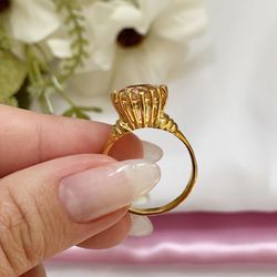 Anel Solitario Banhado a Ouro Grande Com Pedra de ... - Almeida Prada