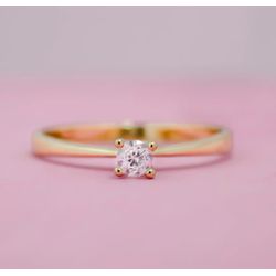 ANEL SOLITÁRIO FEMININO OURO 18K DELICADO - ASR2 - Almeida Prada