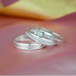 COMBO ALIANÇA 4MM PRATA + SOLITARIO - CAP01 - Almeida Prada