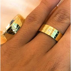 Aliança Resvetida Ouro18k com Prata - Modelo Isis ... - Almeida Prada