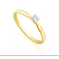 Solitário em Ouro 18k com 1 Pedra de Zircônia - AS... - Almeida Prada