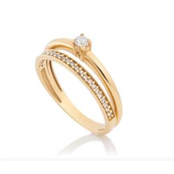 Solitário Duplo em Ouro 18k - Modelo Charlene - AS... - Almeida Prada