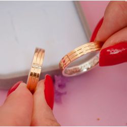 ALIANÇA DE OURO 18K E PRATA - Modelo Ayla - AMOP2 - Almeida Prada