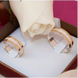 ALIANÇA DE OURO 18K E PRATA - Modelo Alana - AMOP1 - Almeida Prada