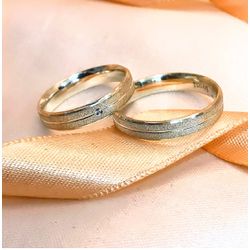 Aliança Em Prata - Modelo Winter 5 mm com 1 Filete... - Almeida Prada