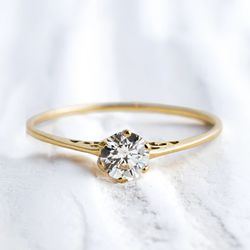 Anel Noivado Ouro18k - Lavínia Zircônia - NO04 - Almeida Prada