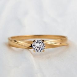 Anel Noivado Ouro18k - Liz Zircônia - NO05 - Almeida Prada