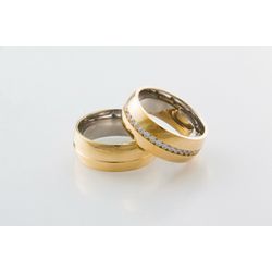 Aliança Ouro 18k 750 e Prata 950 - Modelo Alícia -... - Almeida Prada