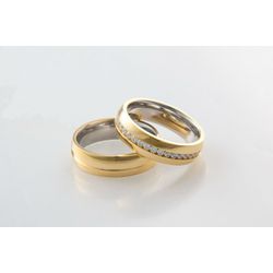 Aliança Ouro 18 750 E Prata 950 - Modelo Anelise -... - Almeida Prada