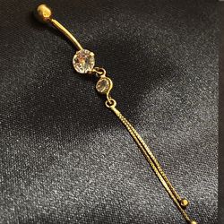 Piercing umbigo Ouro 18k com pedrinhas pinduradas ... - Almeida Prada