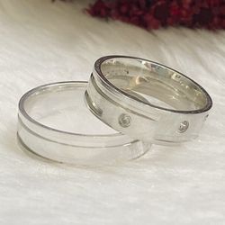 Aliança quadrada anatômica com 6 mm Feminina com d... - Almeida Prada