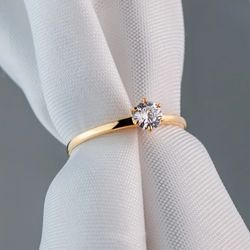 ANEL SOLITÁRIO NOIVADO OURO 18K MODELO MIRELA - SR... - Almeida Prada