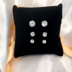 Brinco Prata Zircônia - Trio Ponto de Luz Maiores ... - Almeida Prada