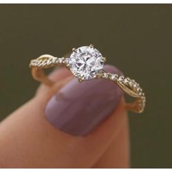 Anel solitario Ouro 18k, Pedras zircônios Abrilhan... - Almeida Prada