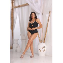 Maiô com Detalhe em Nó - 5017 PRETO - Amaresia Moda Praia