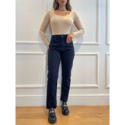 Calça Isabella Jeans reta cintura alta - preta - AMARI BRAND