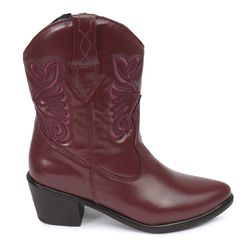 Bota Western Carolina Couro Bordô - C1031bordo - AMARENA SHOES