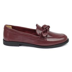 Mocassim Lavínia Couro Bordô - VE15bordo - AMARENA SHOES