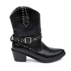 Bota Western Rafaela Couro Preto - C1023preto - AMARENA SHOES