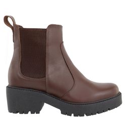 Bota Chelsea Couro Sola Tratorada Café - 2500-Café... - AMARENA SHOES