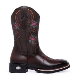 Bota Texana Rosas bordadas - 4183-CAFE - Amarok Boots
