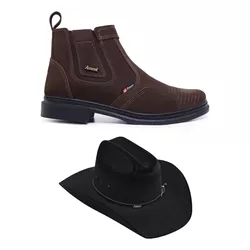 KIT Vaqueiro Botina Em Couro + Chapéu - 4034-CHAPÉ... - Amarok Boots