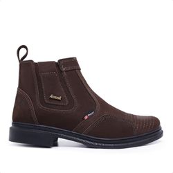  Bota Botina Cano Curto Em Couro Legítimo Café - 4... - Amarok Boots