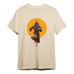 Camiseta São Francisco Assis Bege Algodão Católico... - Amiguinhos do Céu