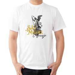 Camiseta São Miguel Arcanjo Branca Masculina 100% ... - Amiguinhos do Céu