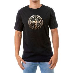 Camiseta Medalha São Bento Bronze Preta Masculina ... - Amiguinhos do Céu