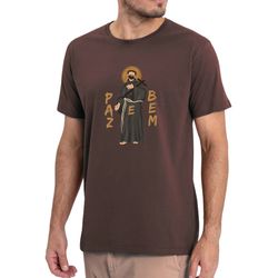 Camiseta São Francisco De Assis Paz E Bem Marrom C... - Amiguinhos do Céu